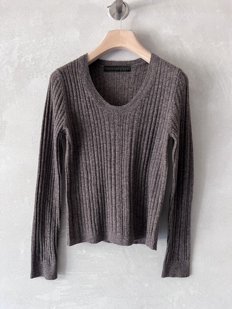maglia aderente coste piatte cashmere tortora marina lari