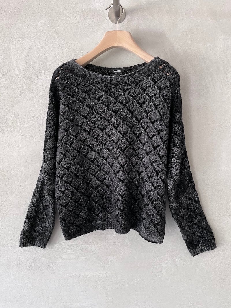 maglia boxi traforata lana seta nero avant toi