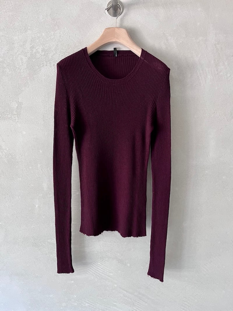 maglia costine leggera lana merino extrafine bordeaux serie numerica