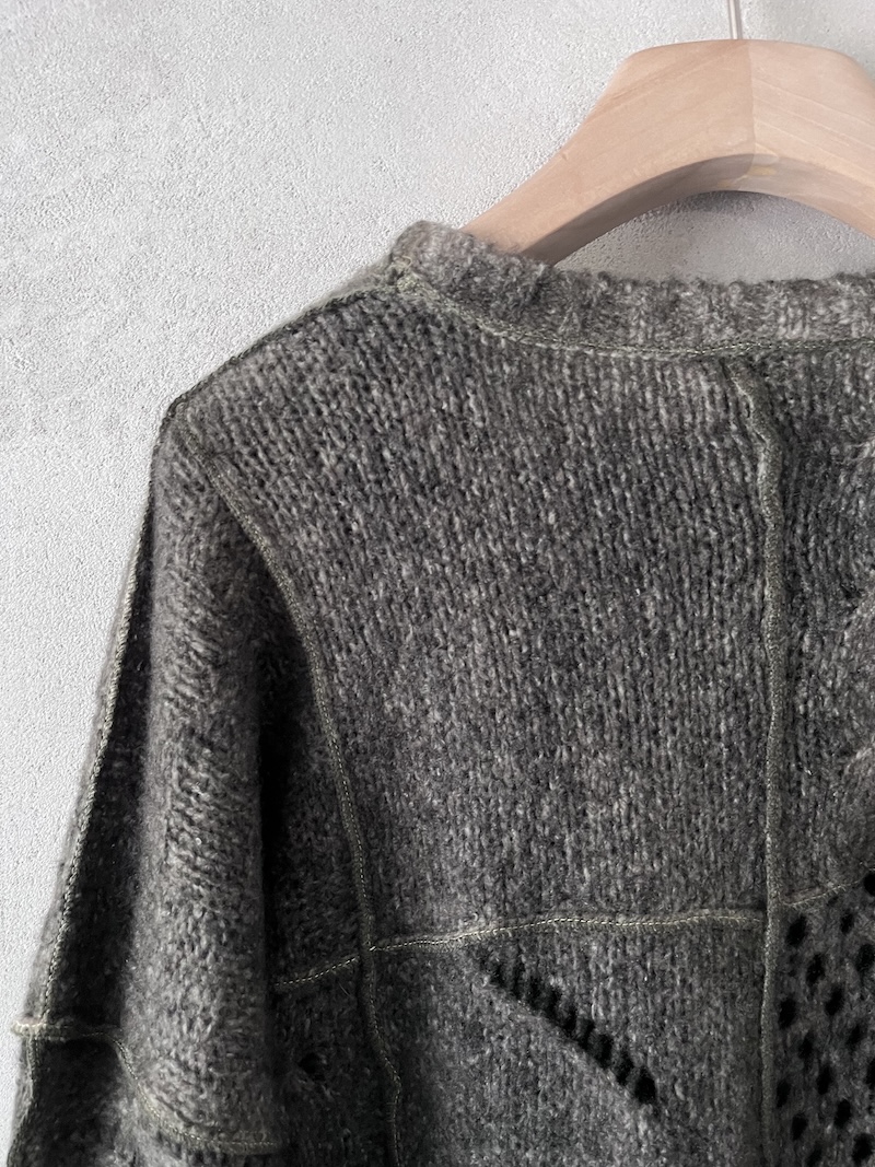 maglia patchwork cashmere verde muschio fissore