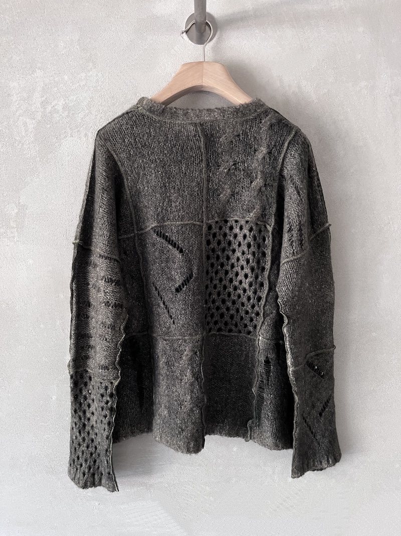 maglia patchwork cashmere verde muschio fissore