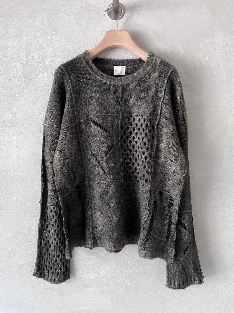 maglia patchwork cashmere verde muschio fissore
