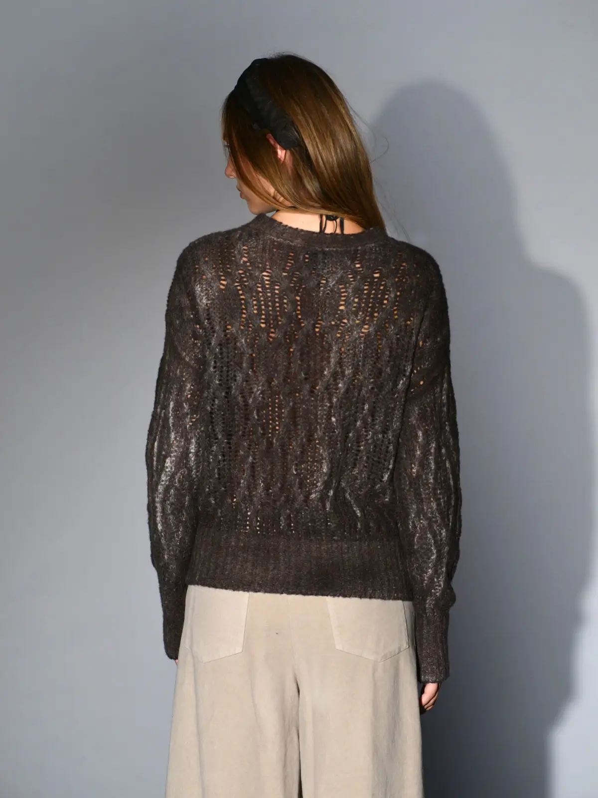 maglia traforata cashmere seta marrone avant toi 2