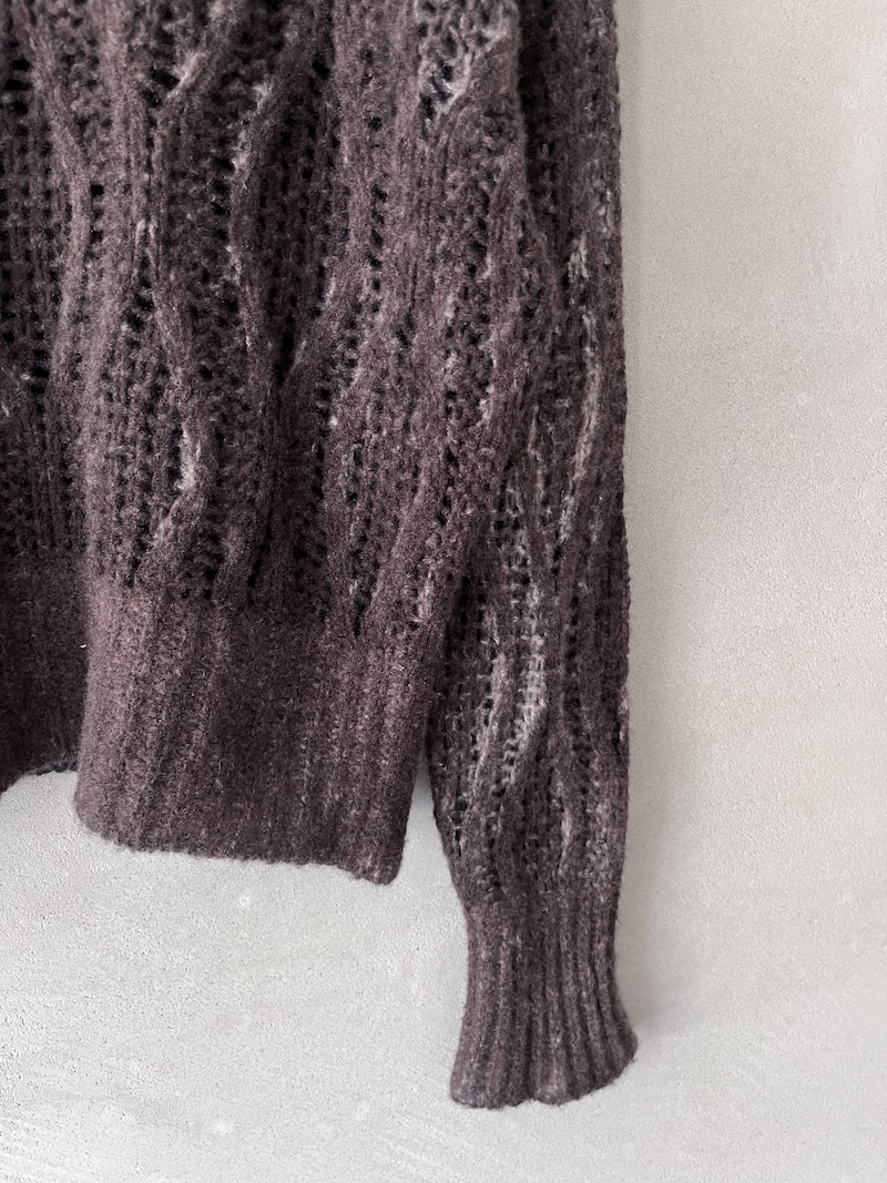 maglia traforata cashmere seta marrone avant toi