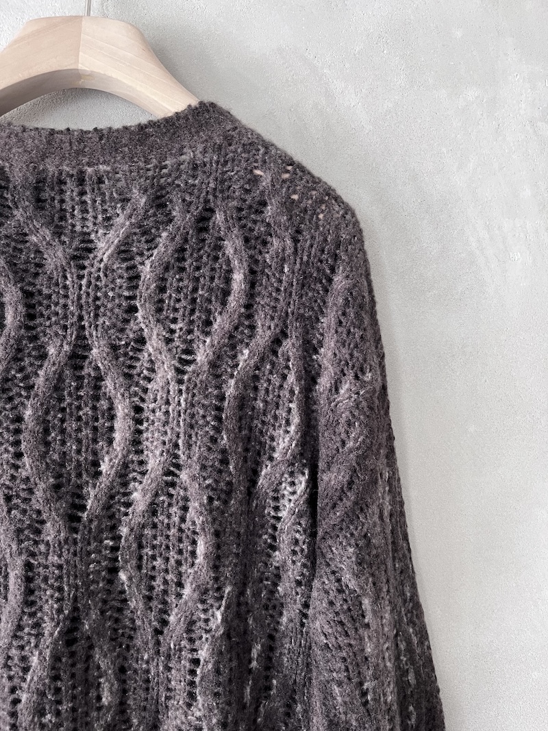 maglia traforata cashmere seta marrone avant toi