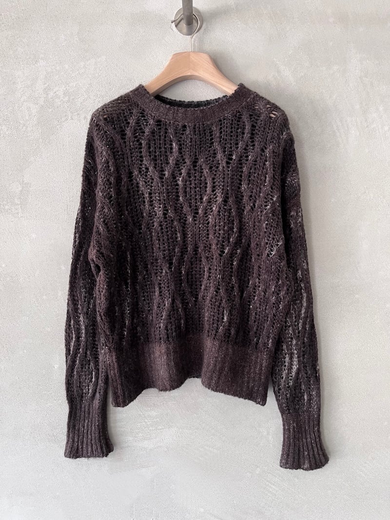 maglia traforata cashmere seta marrone avant toi