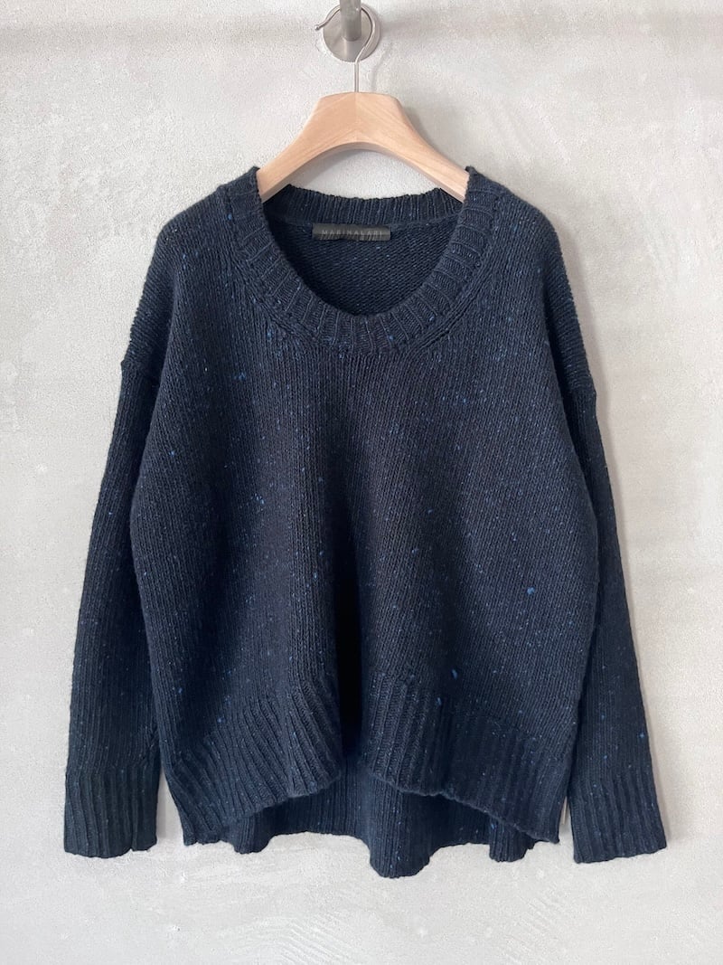 maglione over boxi cashmere lana tweed blu marinalari