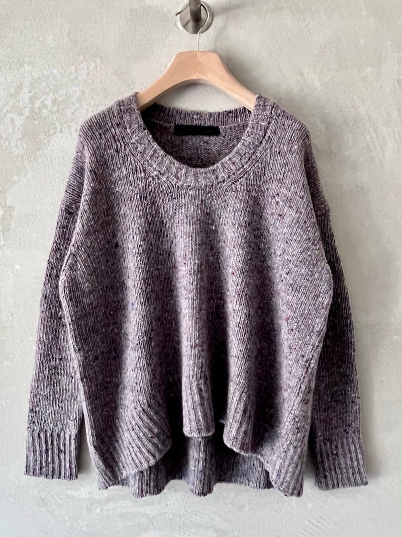 maglione over boxi cashmere lana tweed grigio lavanda marinalari