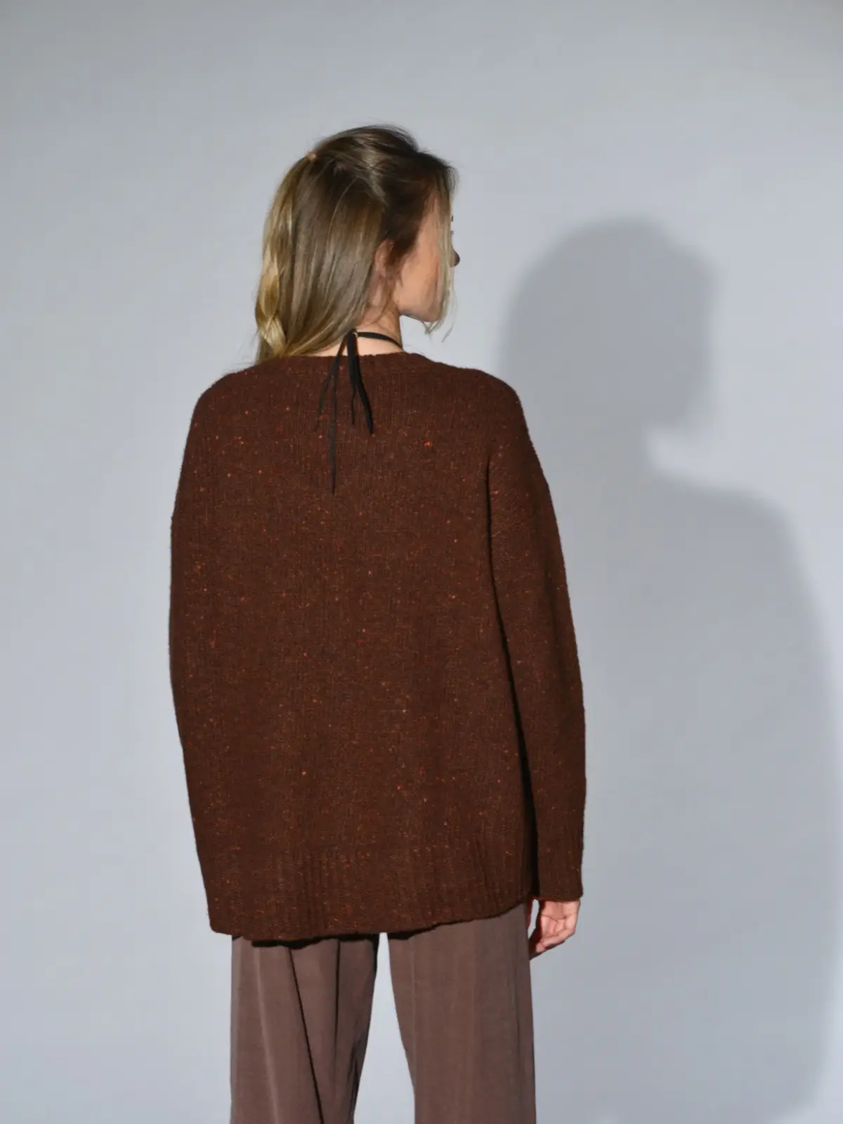 maglione over boxi cashmere lana tweed mattone marinalari 2