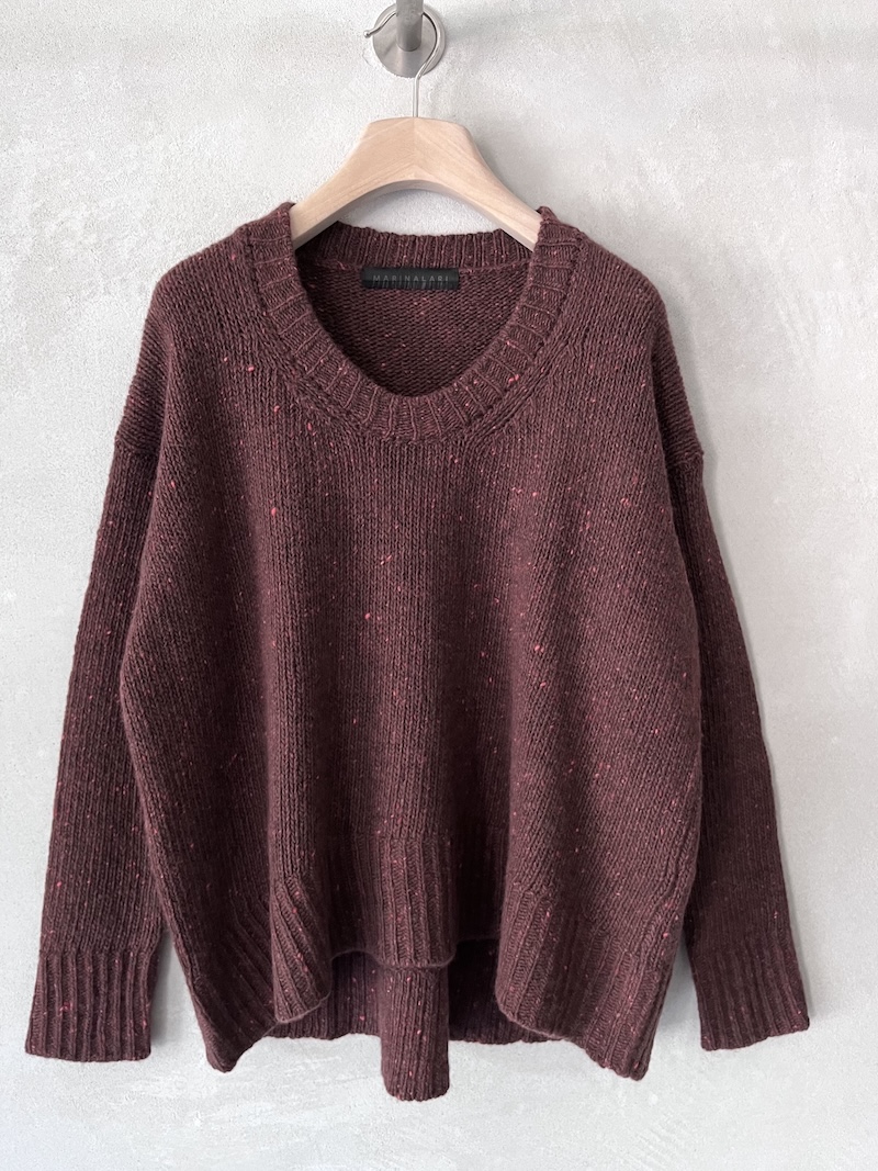 maglione over boxi cashmere lana tweed mattone marinalari