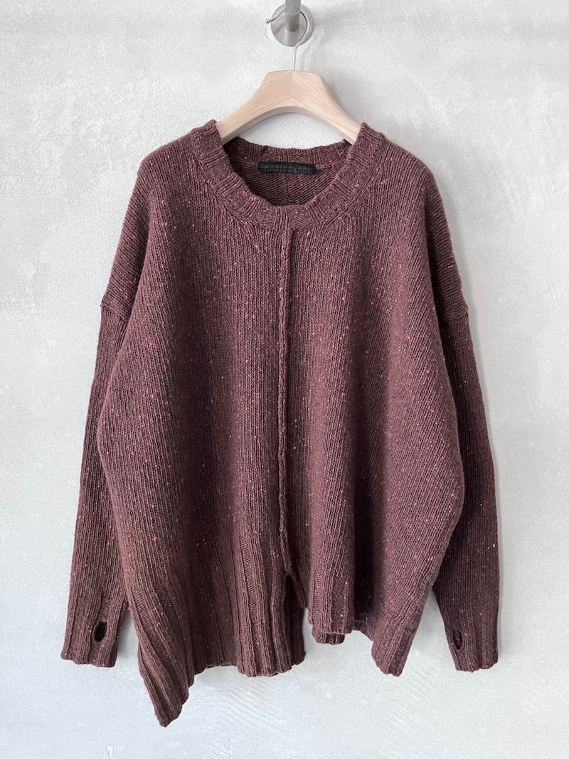 maglione oversize cashmere lana tweed marrone marina lari