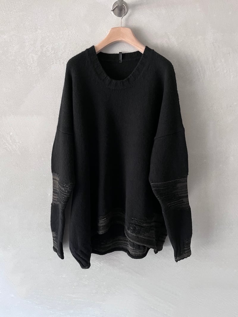maglione oversize intarsio lana merino nero oliva serie numerica