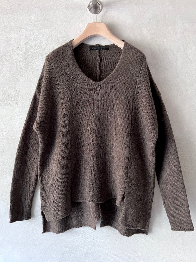 maglione oversize lana melange marrone marina lari