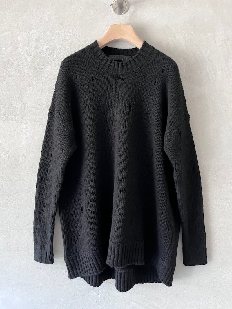 maglione oversize stramato cashmere lana nero marina lari