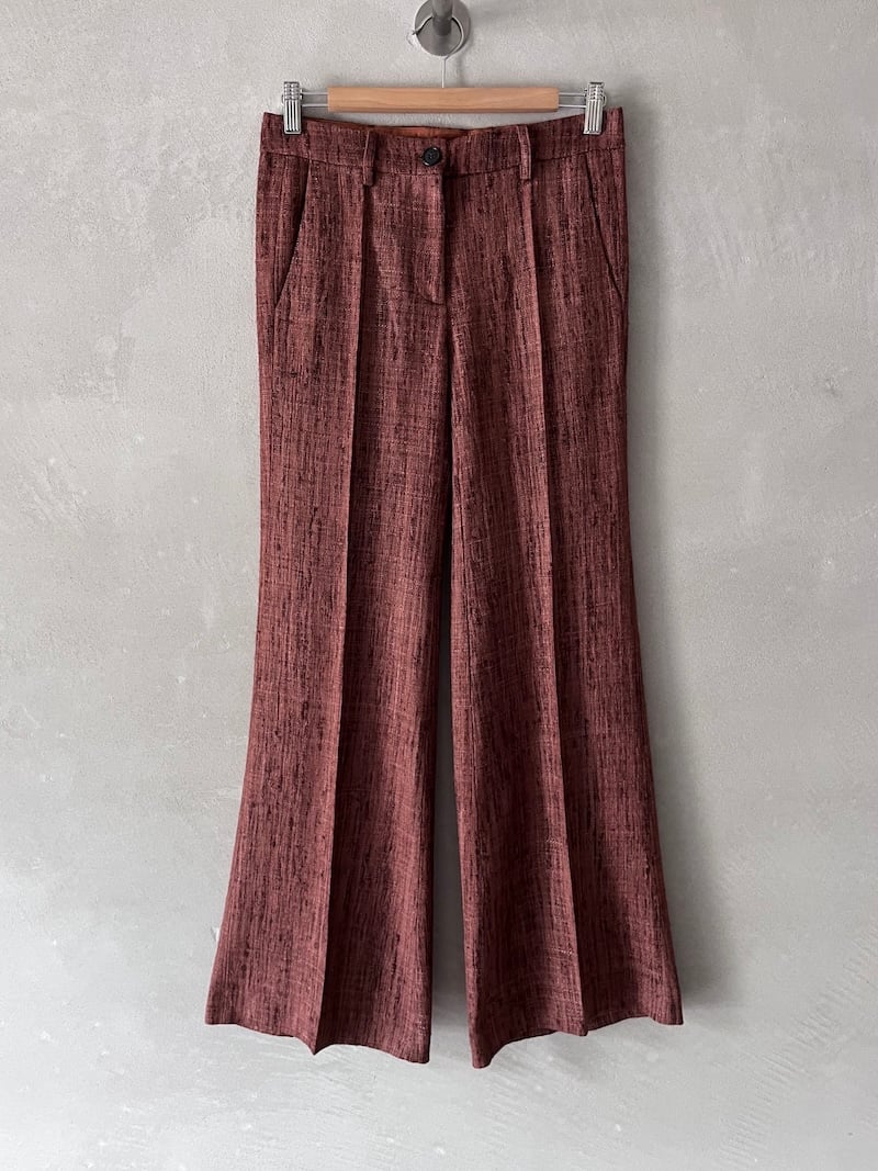 pantaloni gamba dritta seta vita bassa ruggine marina lari