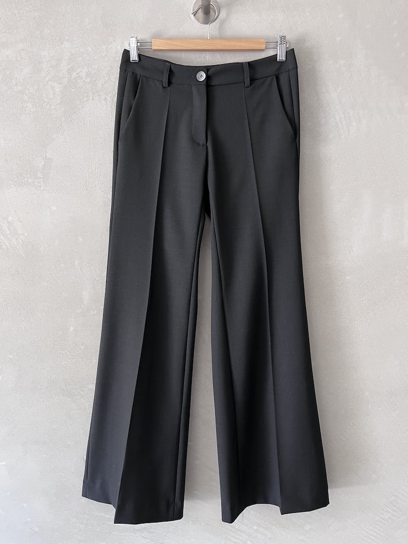 pantaloni gamba svasata lana grisaglia antracite marina lari