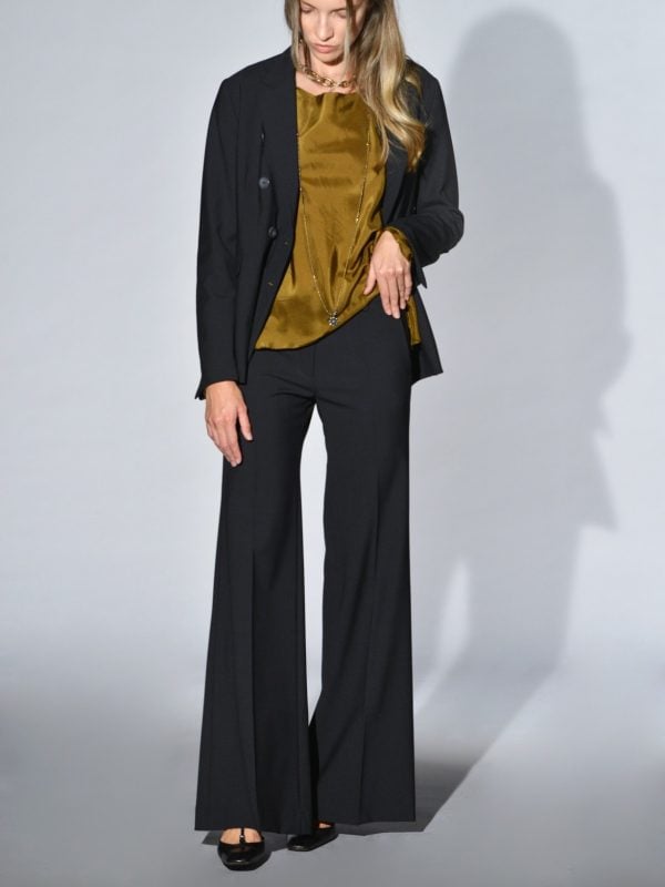 pantaloni gamba svasata lana grisaglia antracite marina lari