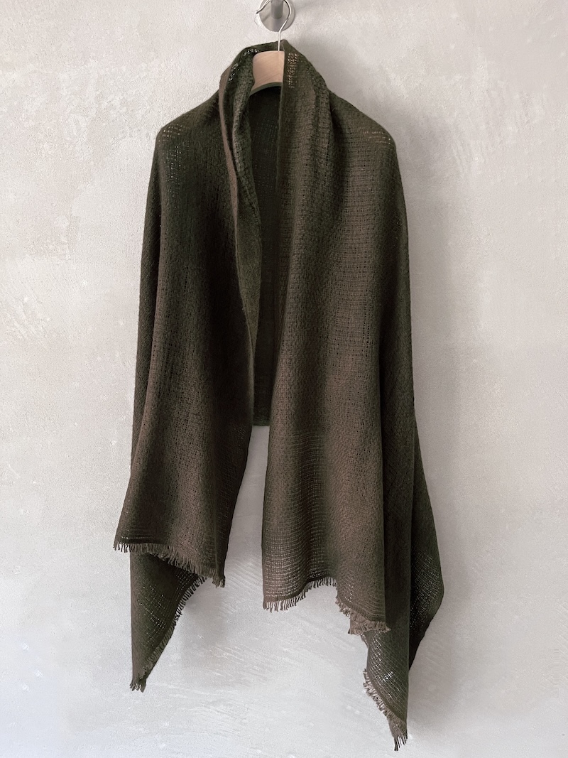 sciarpa cashmere marrone muschio lalaerre