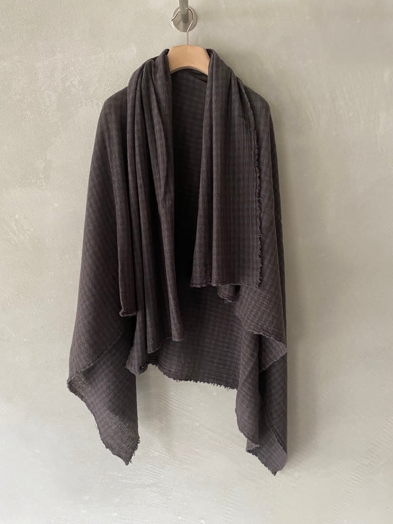 sciarpa cashmere quadretti grigio tortora apuntob