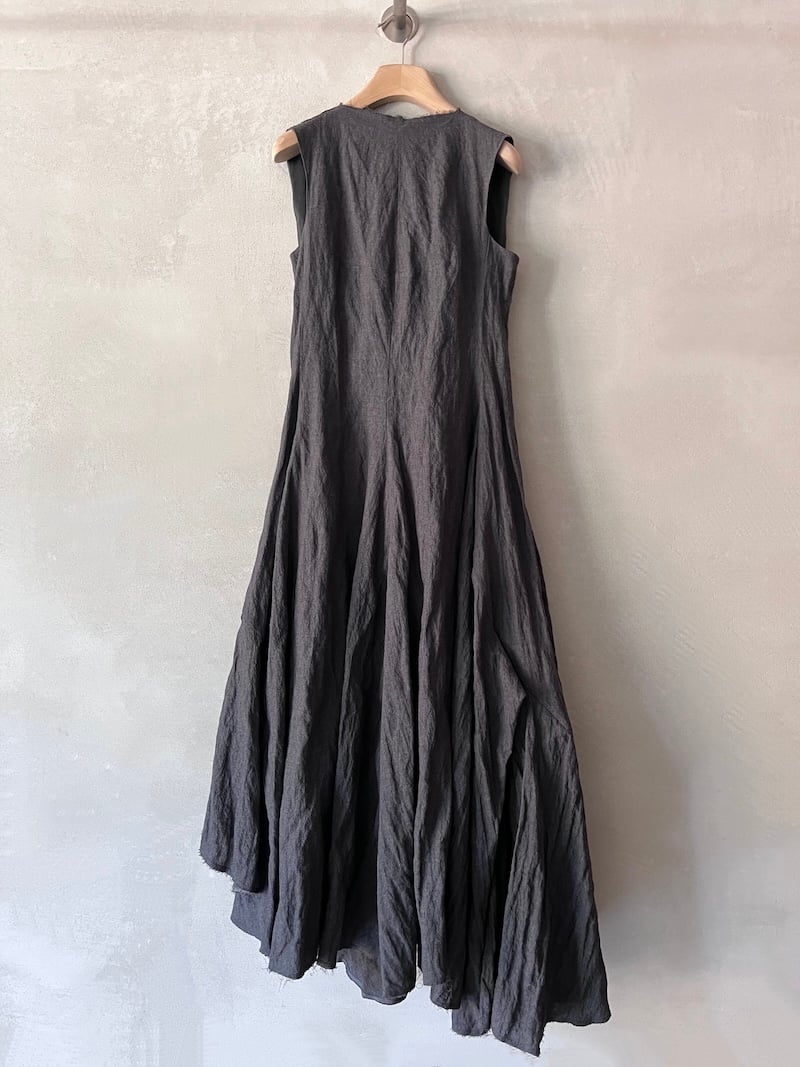 abito lungo sartoriale lana cotone foderato grigio smanicato marc le bihan