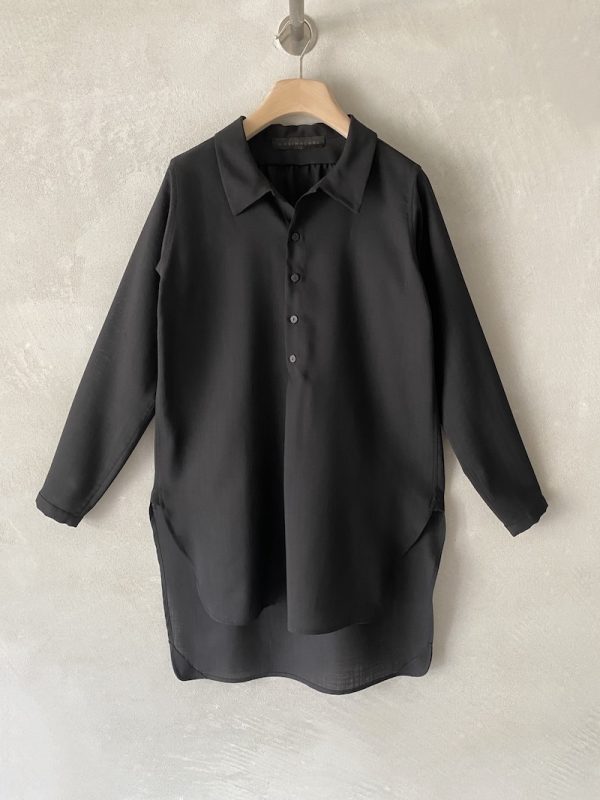 camicia lunga lana nero marina lari