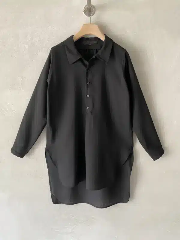 camicia lunga lana nero marina lari