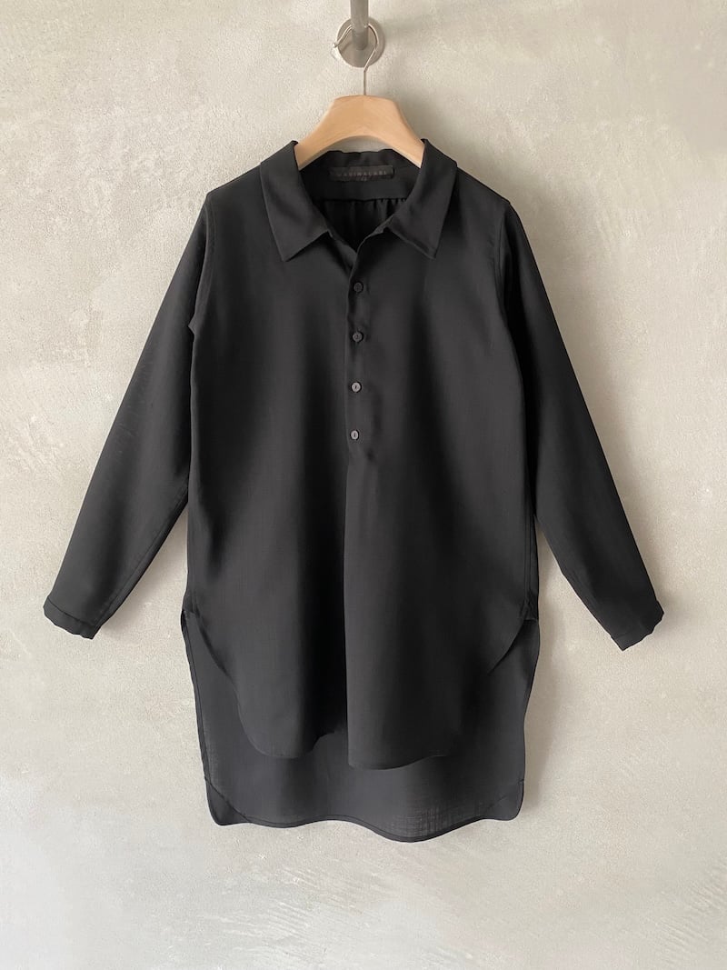 camicia lunga lana nero marina lari