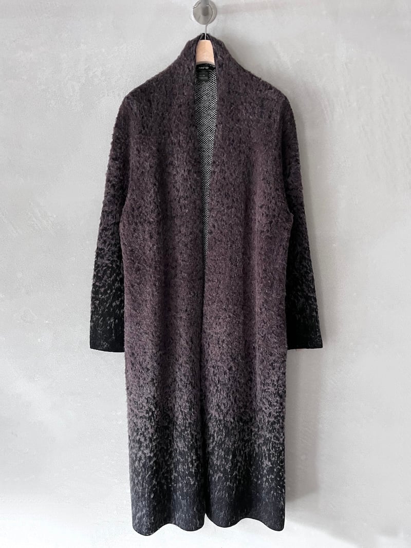 cappotto midi maglia jacquard nero tortora avant toi