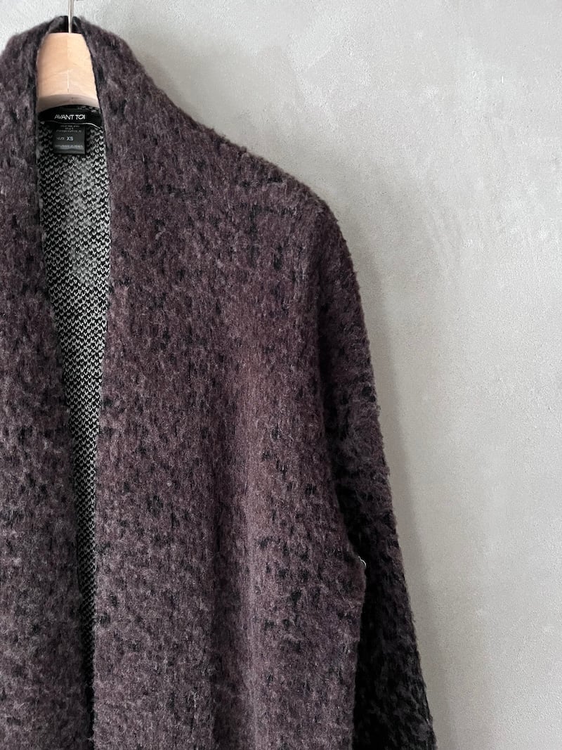 cappotto midi maglia jacquard nero tortora avant toi 3