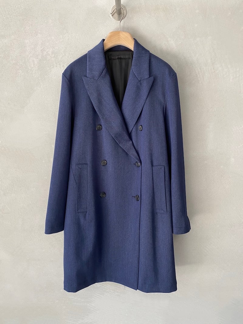 cappotto over doppiopetto lana foderato blu melange marina lari