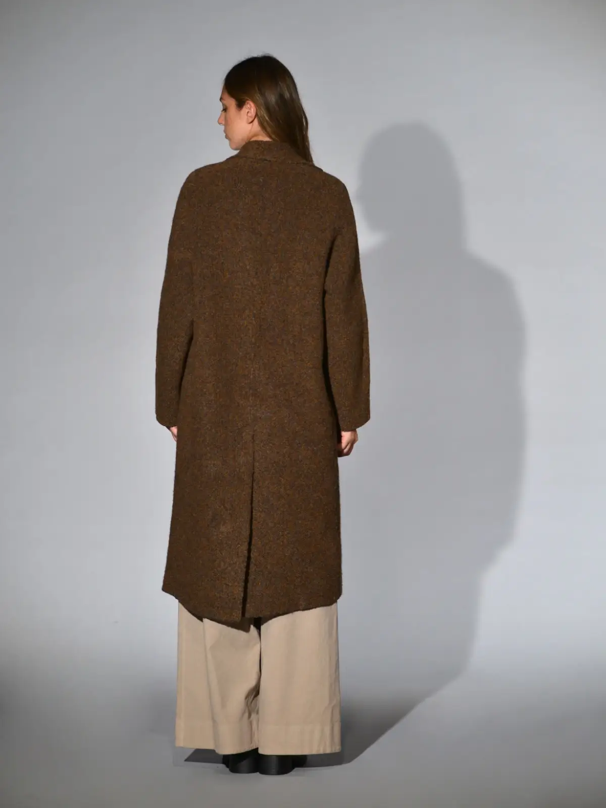 cappotto oversize lana alpaca melange tabacco boboutic 1