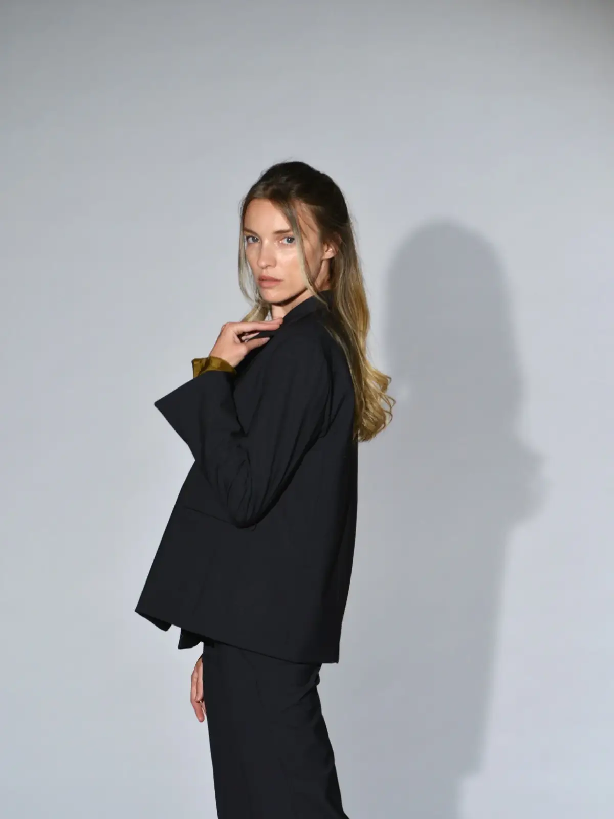 giacca doppiopetto foderata lana antracite melange marina lari 2