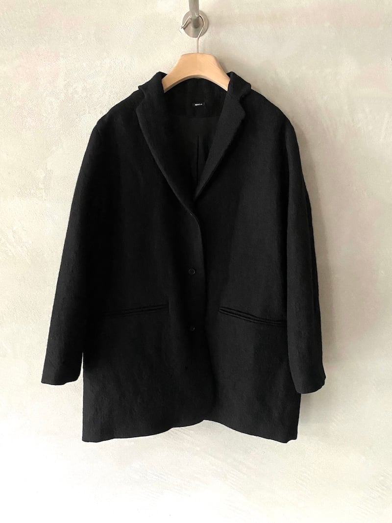 giacca lunga oversize lana canapa nero apuntob