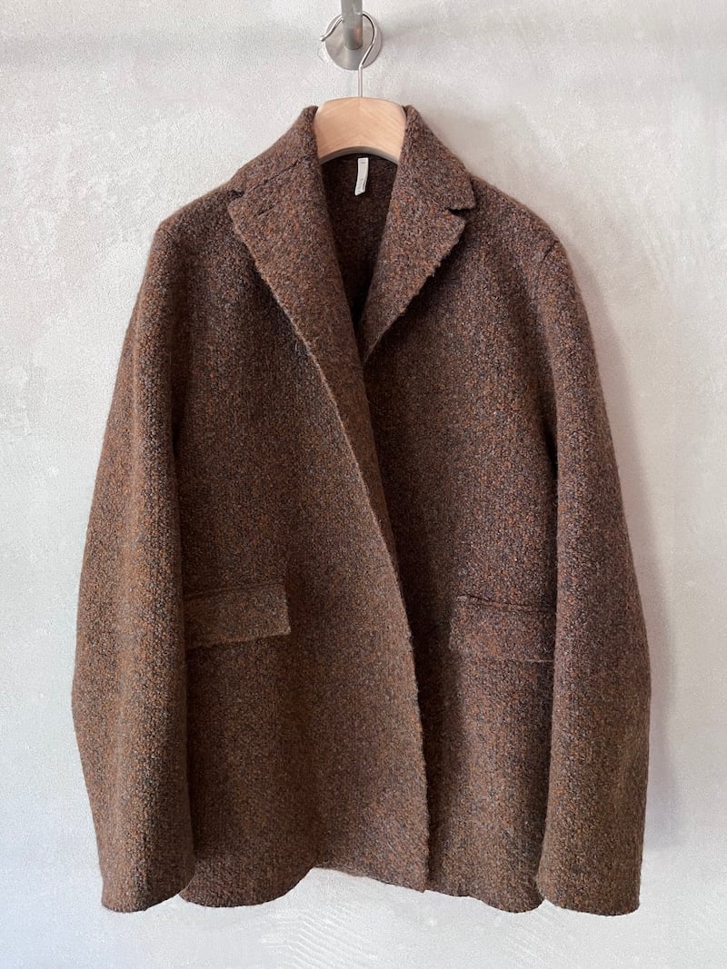 giacca oversize lana alpaca melange tabacco boboutic