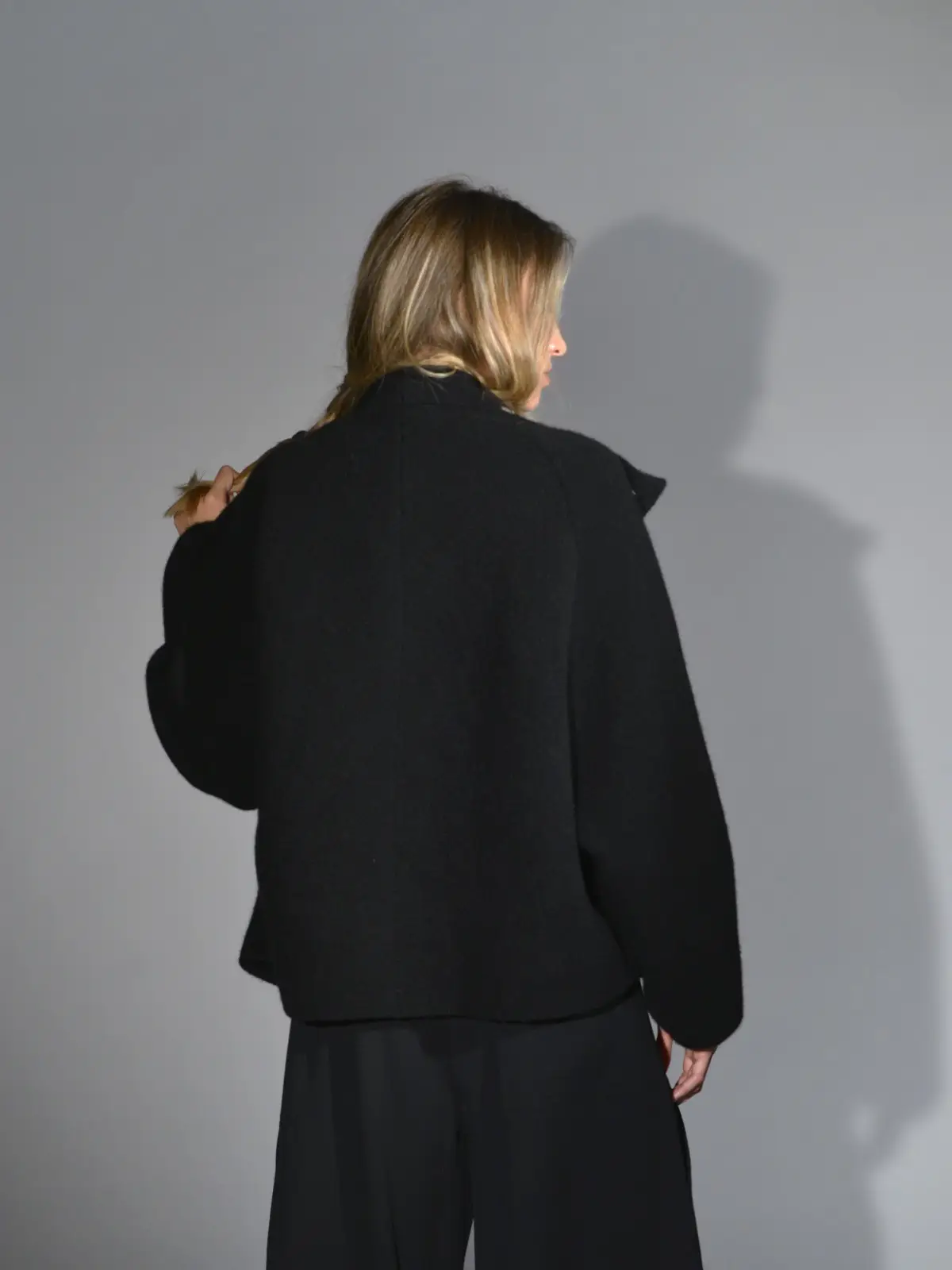 giacca oversize lana yak nero boboutic 2