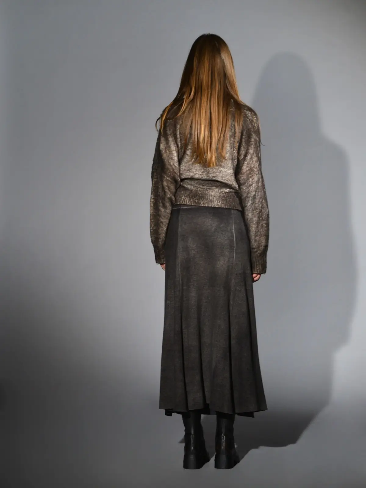 gonna longuette svasata lana cashmere nero avant toi 2