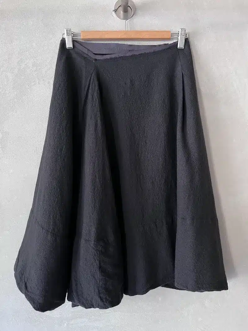 gonna midi lana garza fodera seta grigio marc le bihan