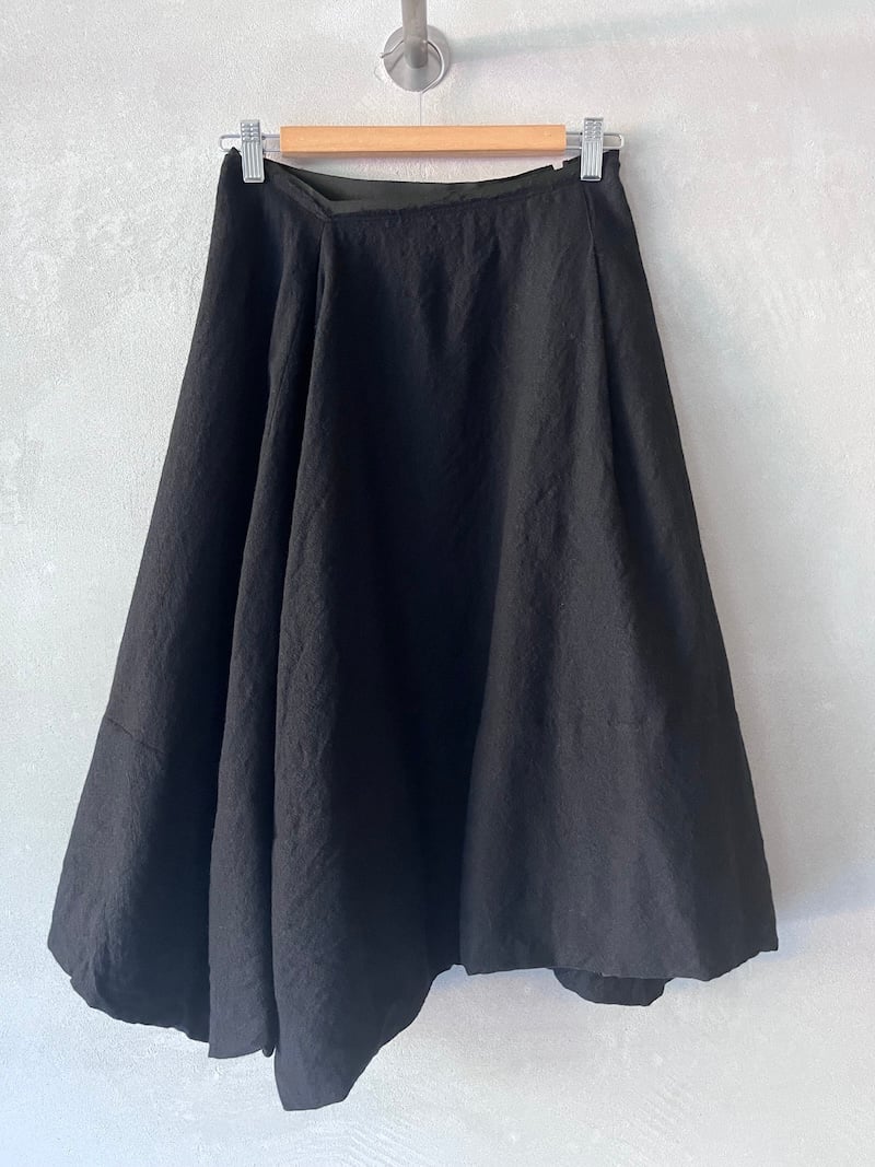gonna midi lana garza fodera seta nero marc le bihan