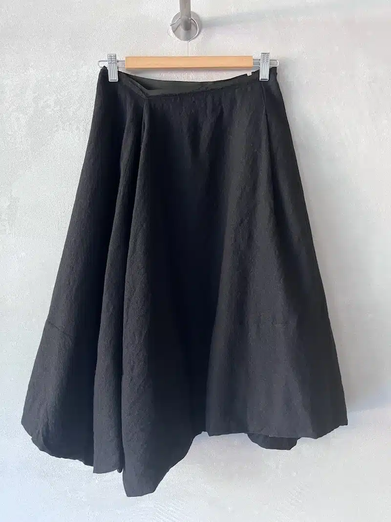 gonna midi lana garza fodera seta nero marc le bihan