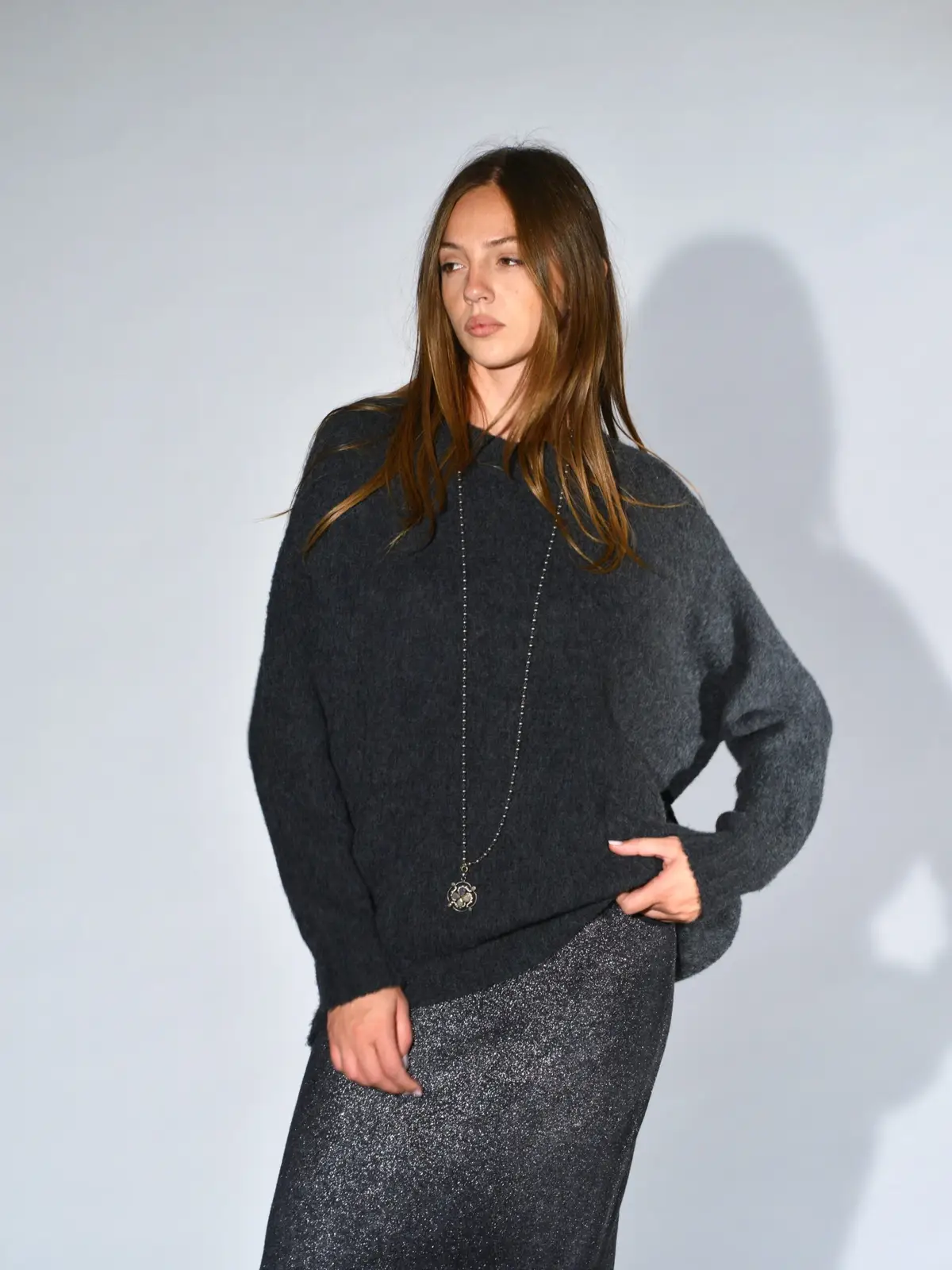 maglione over lana cashmere grigio antracite avant toi 1