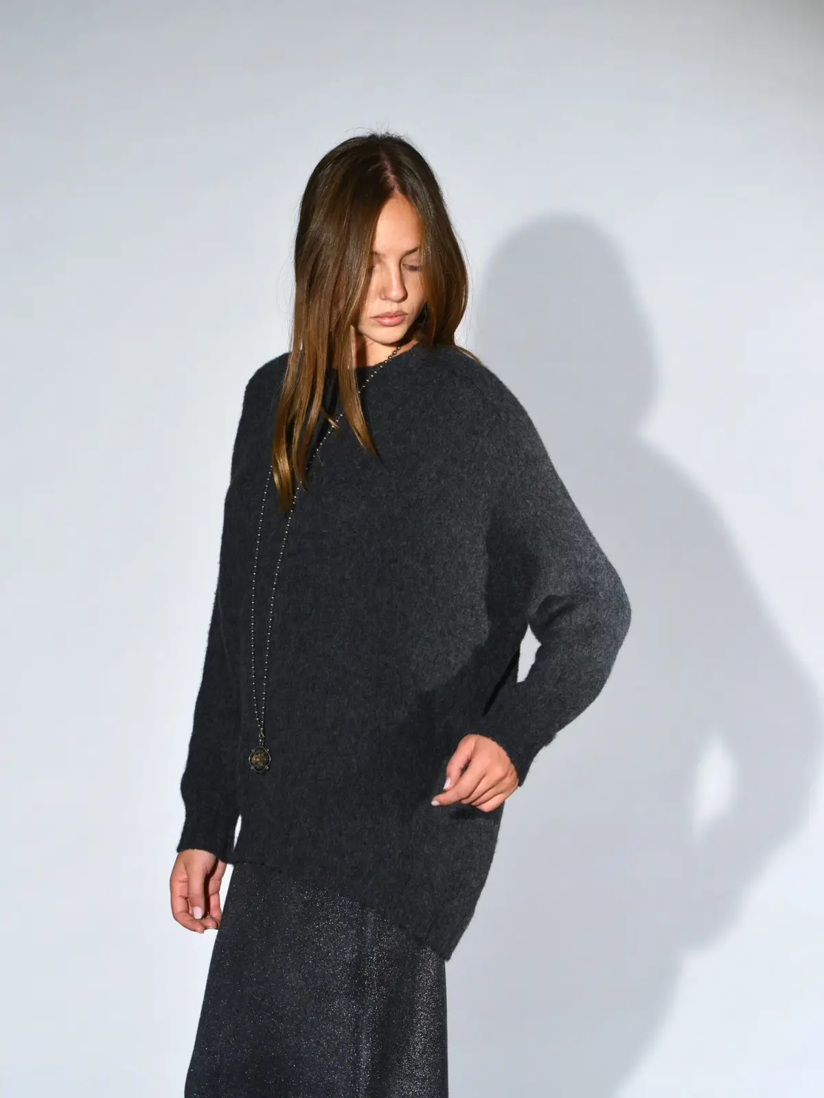 maglione over lana cashmere grigio antracite avant toi 2