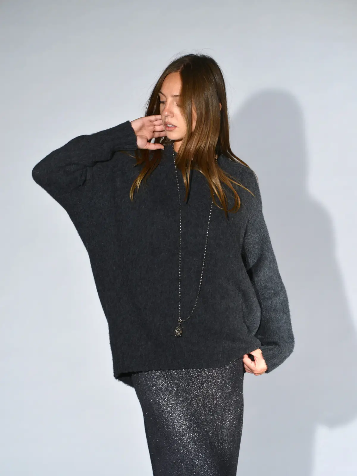 maglione over lana cashmere grigio antracite avant toi