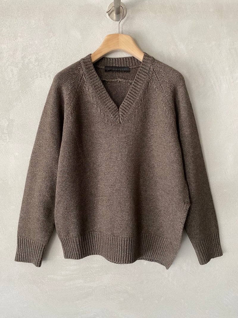 maglione over scollo a V cashmere lana marrone marinalari