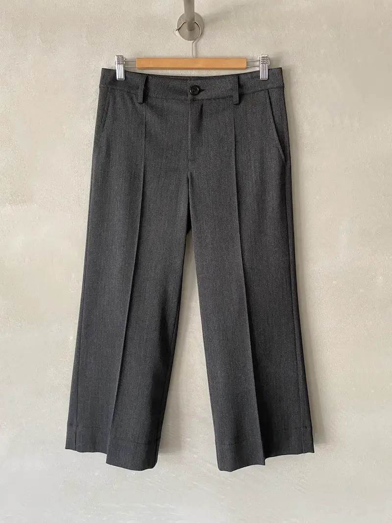 pantaloni corti lana gamba dritta grigio melange marina lari
