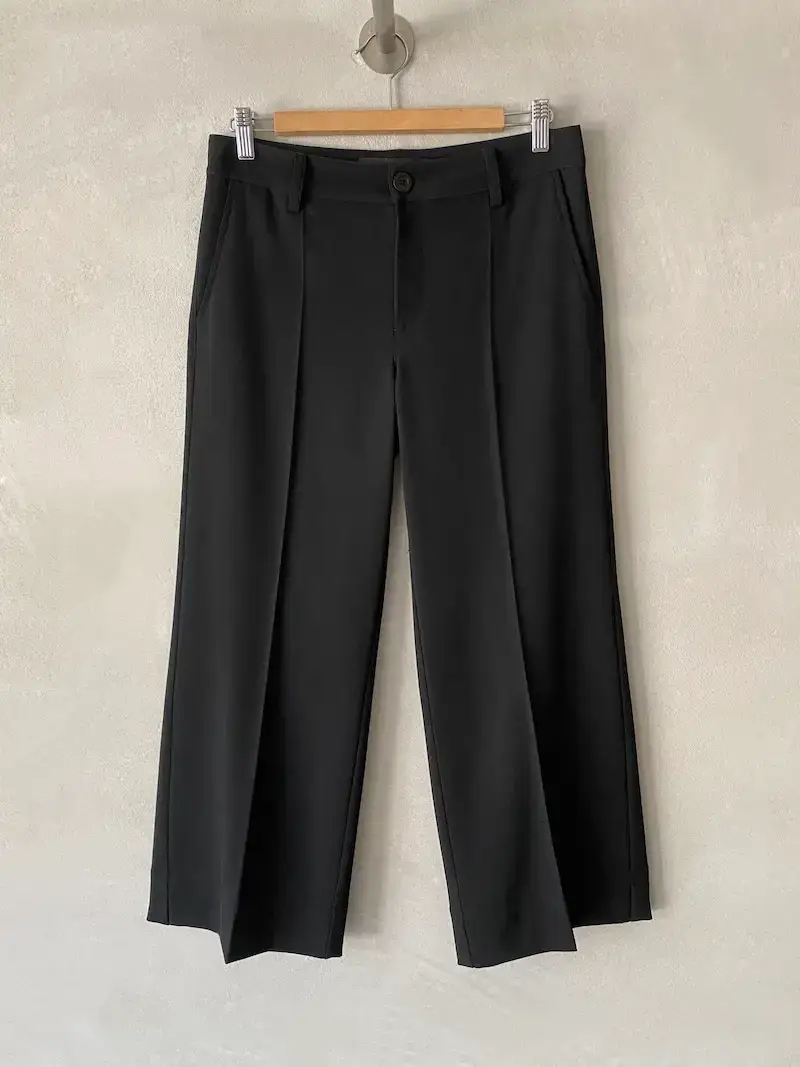 pantaloni corti lana gamba dritta nero marina lari