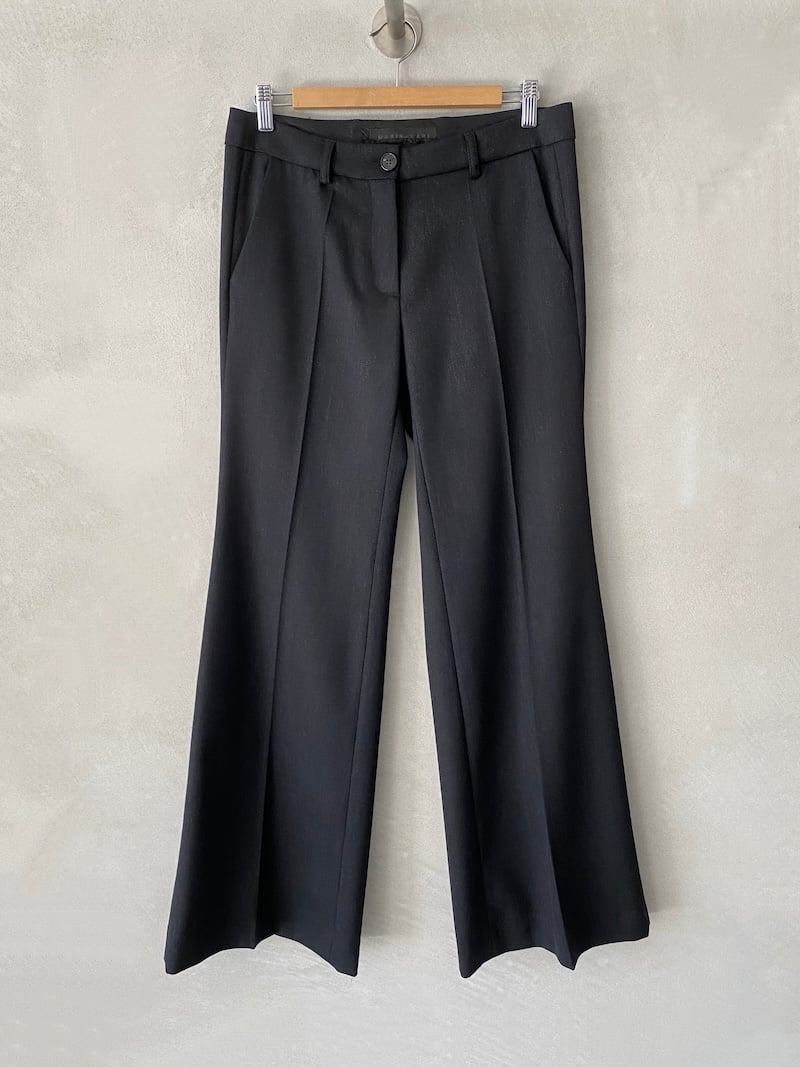 pantaloni gamba svasata lana antracite melange marina lari