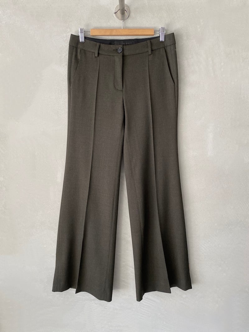 pantaloni gamba svasata lana army melange marina lari