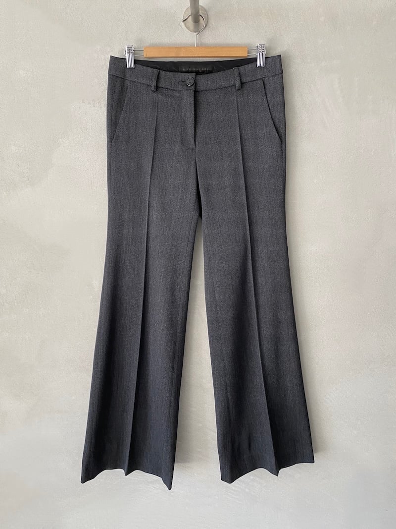 pantaloni gamba svasata lana melange grigio marina lari