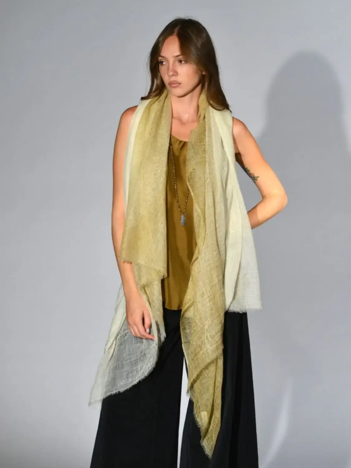 sciarpa sfumata cashmere leggero giallino oatsrice