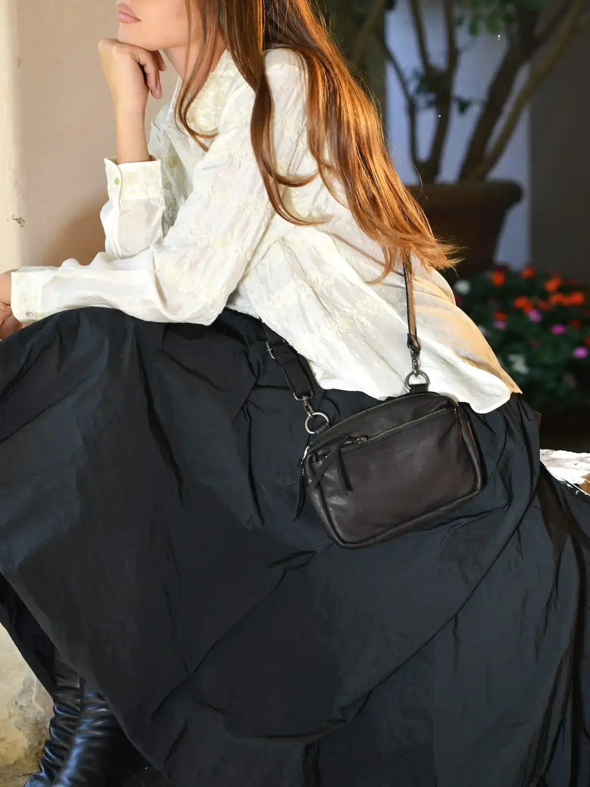 borsa piccola tracolla pelle nero christian peau